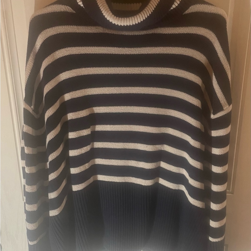 GAP used Navy and White Striped Turtleneck Sweater - Picture 2 of 4